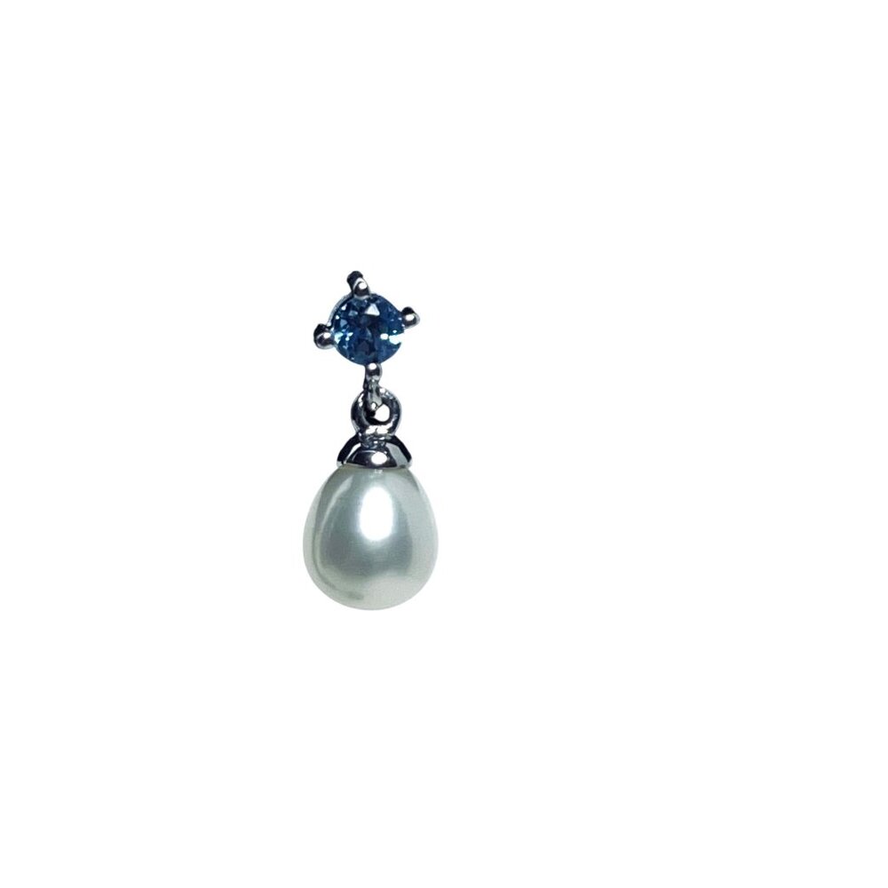 Honora Sterling Silver, Pearls And Blue Topaz Rhinestone Earrings (5977-1-2) - Picture 8 of 9